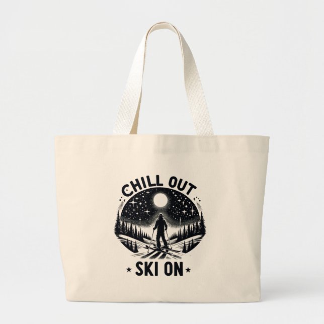 Chill out Ski on Large Tote Bag (Front)