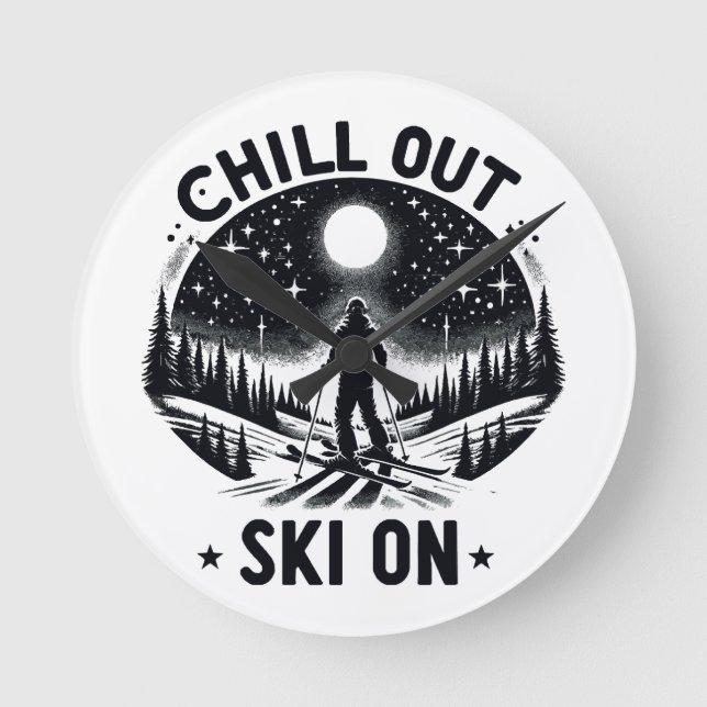 Chill out Ski on Round Clock (Front)