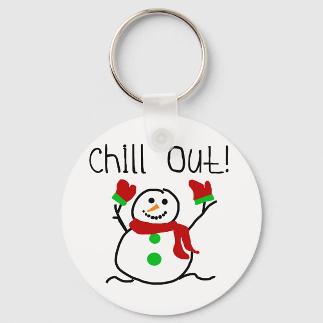 Chill Out Snowman Tshirts and Gifts Key Ring (Front)