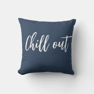 Chill Out Throw Pillow Indigo Blue White