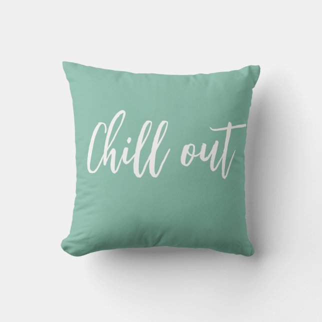 Chill Out Throw Pillow Mint Green White (Front)