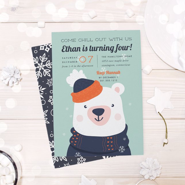 Chill Out | Winter Polar Bear Birthday Party Invitation (Creator Uploaded)