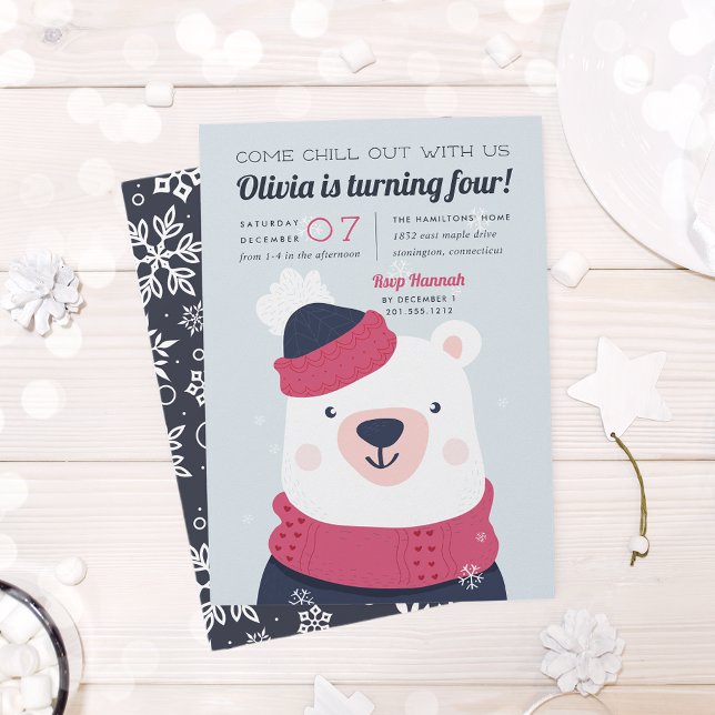 Chill Out | Winter Polar Bear Birthday Party Invitation (Creator Uploaded)