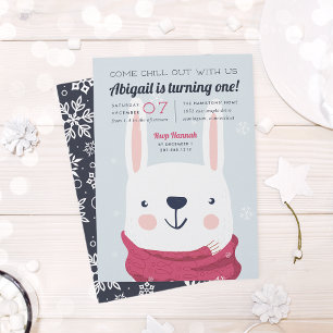 Chill Out Winter Rabbit Birthday Party Invitation