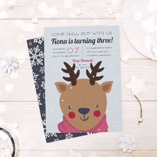 Chill Out   Winter Reindeer Birthday Party Invitation