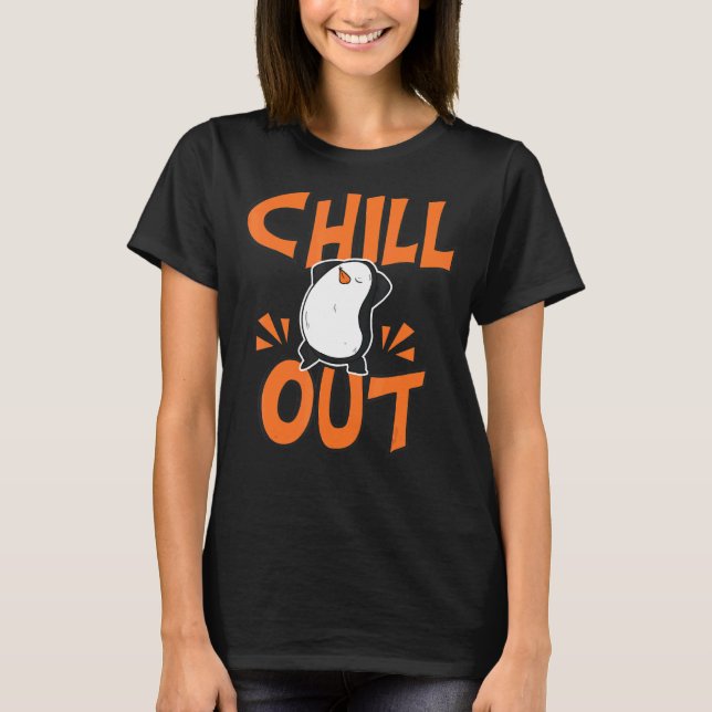 Chill Out  Women Hangout Penguin Love T-Shirt (Front)