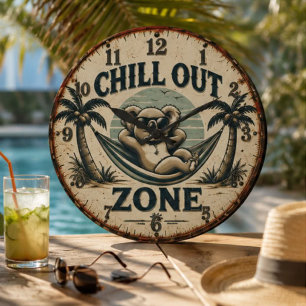 Chill Out Zone Funny Koala Large Clock