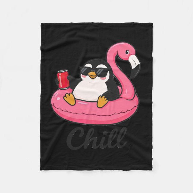Chill Penguin Summer Fleece Blanket (Front)