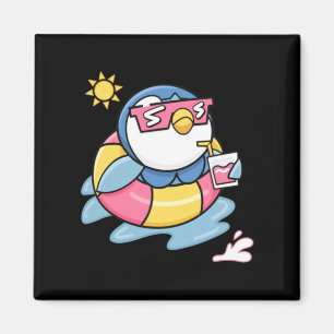 Chill Penguin Summer Float Drink Funny Vacation Magnet