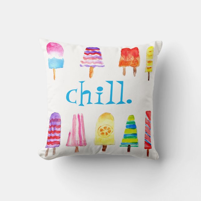 Chill Pill Watercolor Popsicle Relaxation Cushion (Front)