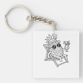 Chill Pineapple Summer Vibes Key Ring