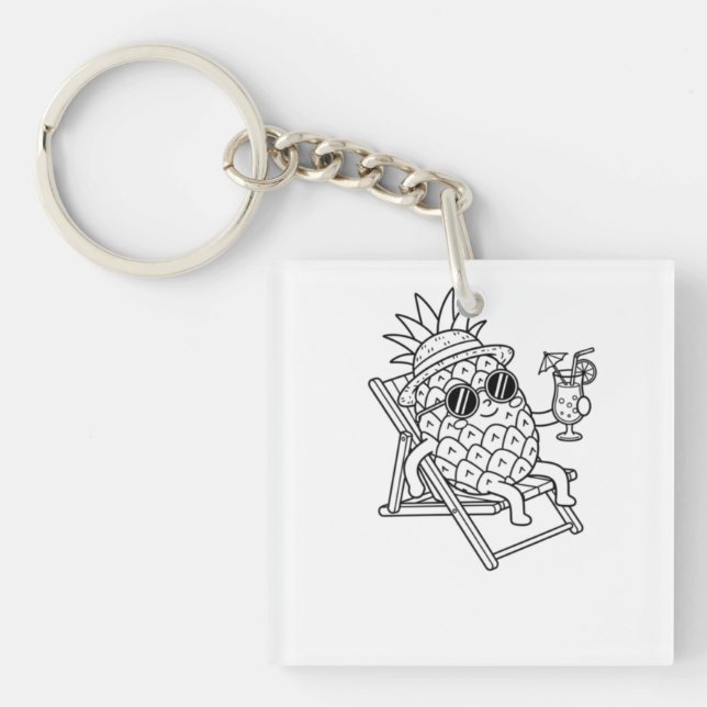 Chill Pineapple Summer Vibes  Key Ring (Front)