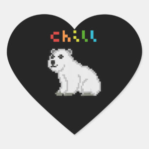 Chill Polar Bear Animal Lover Heart Sticker