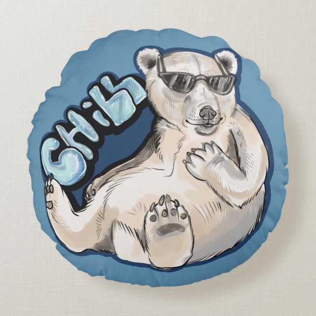 Chill Polar Bear Round Cushion (Front)