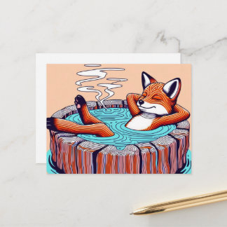 Chill Red Fox in a Hot Tub Postcard