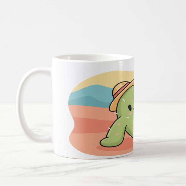 Chill Relaxing Cactus with Hat Mug - Summer Desert (Left)