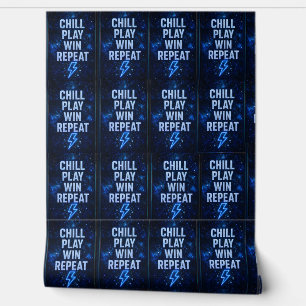 Chill, repeat futuristic blue neon pattern wallpap wallpaper