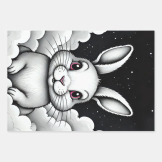 Chill Sky vibes Heavenly Bunny Wrapping Paper Sheet