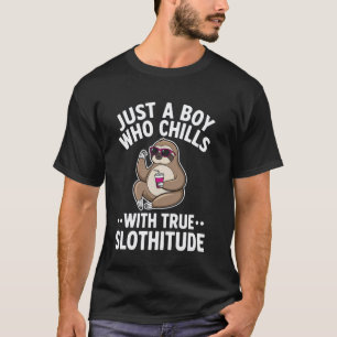Chill Sloth Boy with Smoothie Art T-Shirt