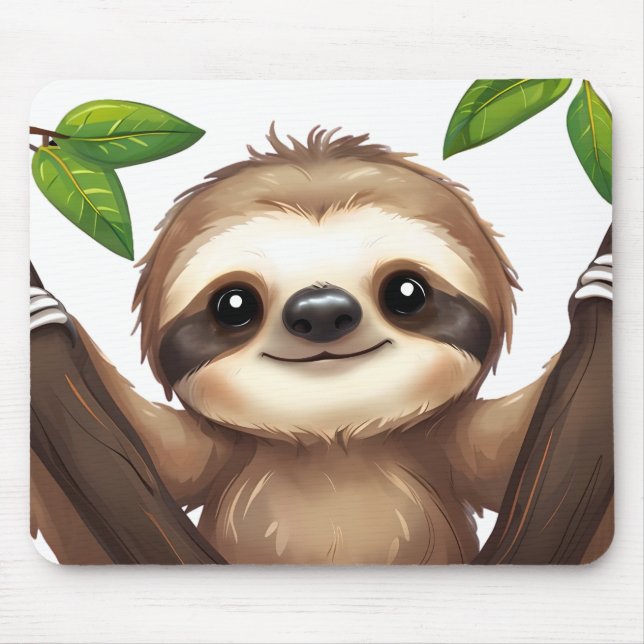 Chill Sloth Mousepad – Cute Desk Mood (Front)