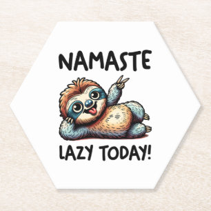 Chill Sloth Namaste Lazy Vibes Paper Coaster