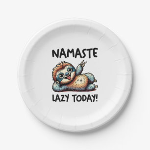 Chill Sloth Namaste Lazy Vibes Paper Plate