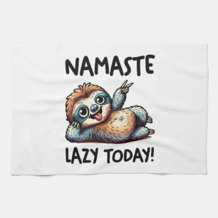 Chill Sloth Namaste Lazy Vibes Tea Towel