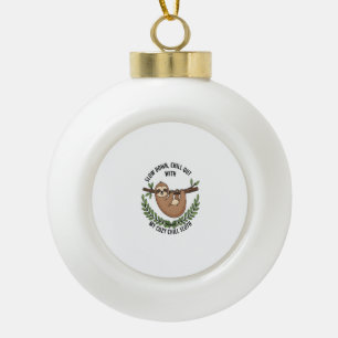 Chill Sloth, USA Animal Ceramic Ball Christmas Ornament