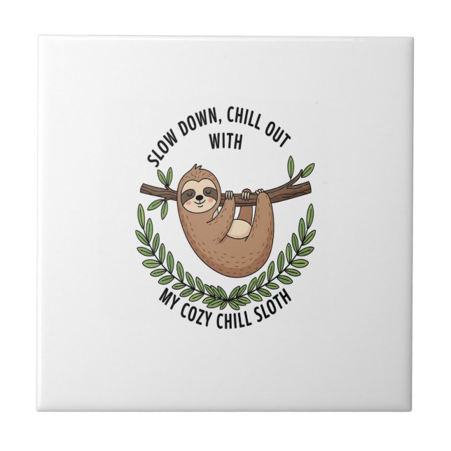 Chill Sloth, USA Animal Ceramic Tile (Front)