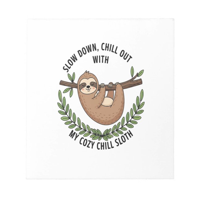 Chill Sloth, USA Animal Notepad (Front)