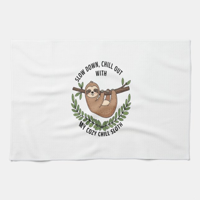 Chill Sloth, USA Animal Tea Towel (Horizontal)
