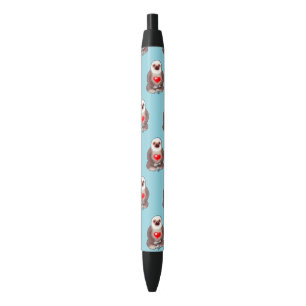 Chill Sloth with Glowing Heart Black Ink Pen