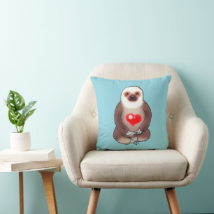 Chill Sloth with Glowing Heart Cushion