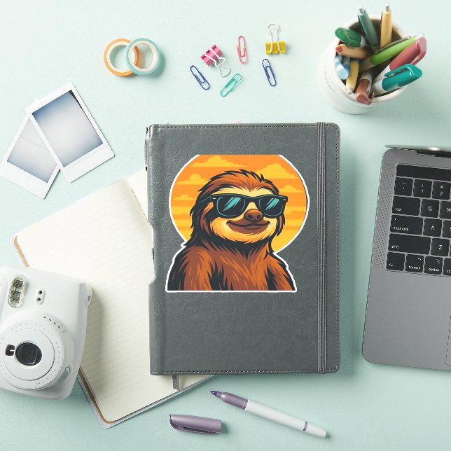 Chill Sloth with Sunglasses - Retro Sunset Vibes C (iPad Cover)