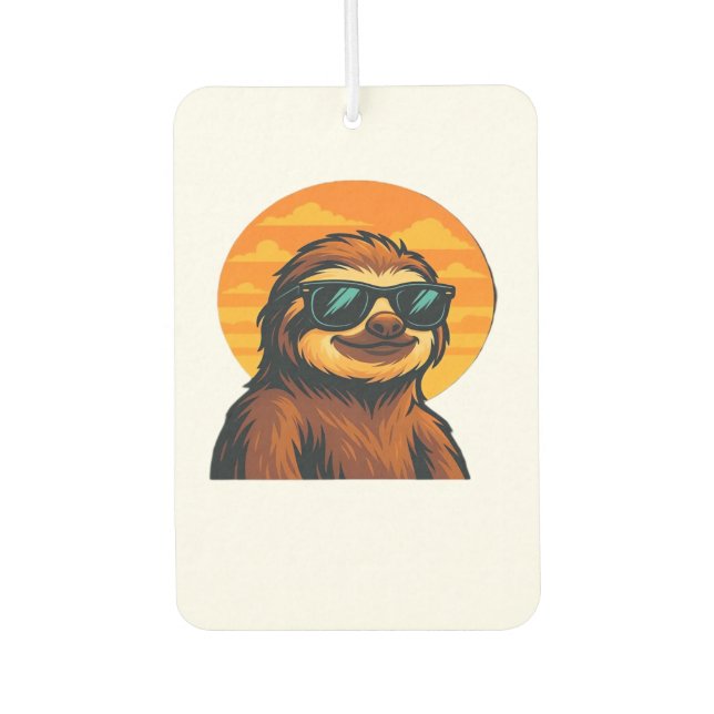 Chill Sloth with Sunglasses - Retro Sunset Vibes C Car Air Freshener (Front)