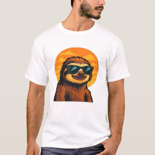 Chill Sloth with Sunglasses - Retro Sunset Vibes C T-Shirt