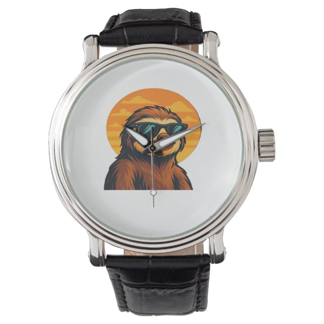 Chill Sloth with Sunglasses - Retro Sunset Vibes C Watch (Front)