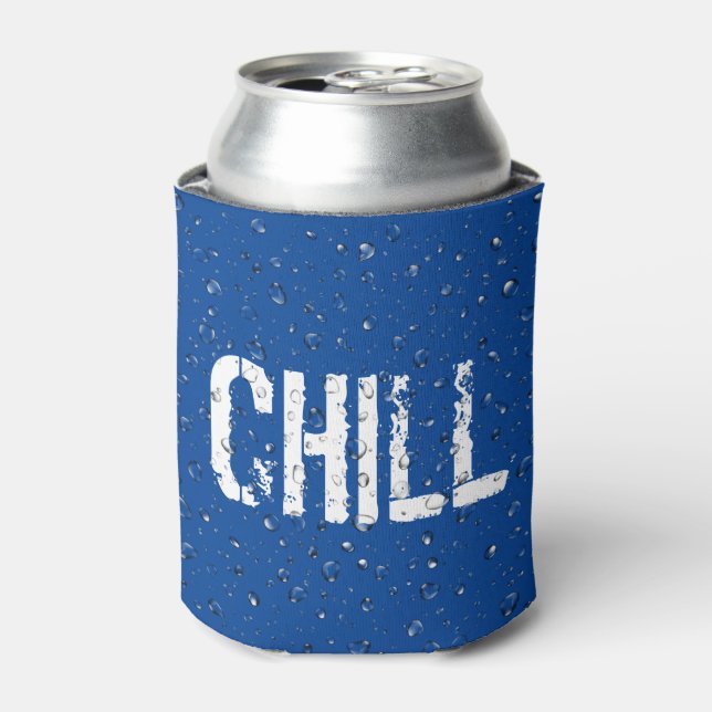 Chill Text and Water Droplet  Can Cooler (Can Front)