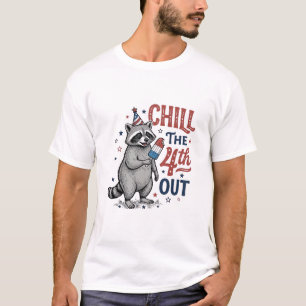 Chill The 4th Out Racoon Patriotic Shirt Design (