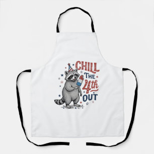 Chill The 4th Out Racoon Patriotic Shirt Design ( Apron