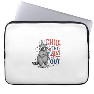 Chill The 4th Out Racoon Patriotic Shirt Design ( Laptop Sleeve