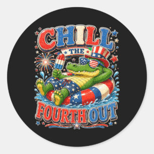 Chill The Fourth Out Alligator Funny 4th Of July Classic Round Sticker