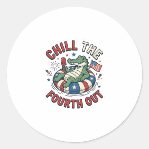 Chill The Fourth Out Alligator Patriotic Shirt Des Classic Round Sticker