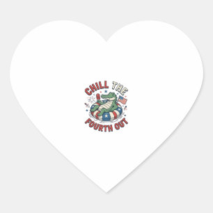 Chill The Fourth Out Alligator Patriotic Shirt Des Heart Sticker