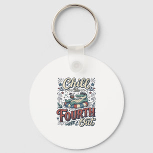 Chill The Fourth Out Alligator Patriotic Shirt Des Key Ring