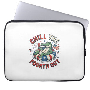 Chill The Fourth Out Alligator Patriotic Shirt Des Laptop Sleeve