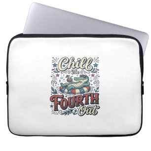 Chill The Fourth Out Alligator Patriotic Shirt Des Laptop Sleeve