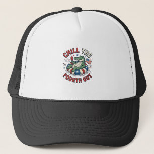 Chill The Fourth Out Alligator Patriotic Shirt Des Trucker Hat