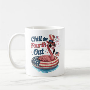 Chill The Fourth Out Funny 4th of July Flamingo Coffee Mug