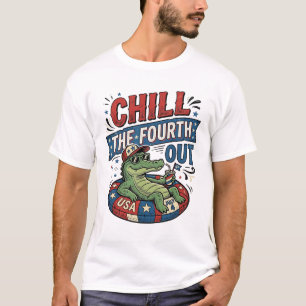 Chill The Fourth Out Funny Alligator Summer Shirt